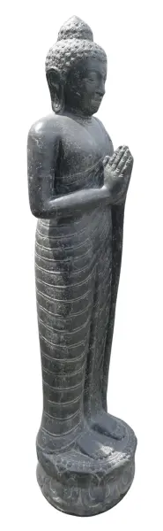 Product image of the product “Standing Buddha, India, 158 cm height, cast stone, handcrafted & coloured 158 cm”